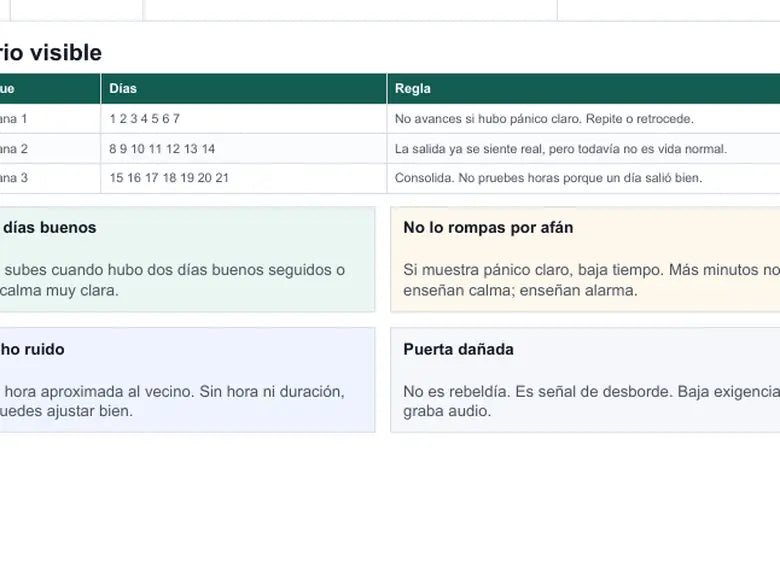 Captura real del calendario visible del plan de 21 días
